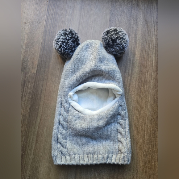 unknown brand Other - Baby Balaclava Adorable Gray Knit Kids Hat with Pom Poms